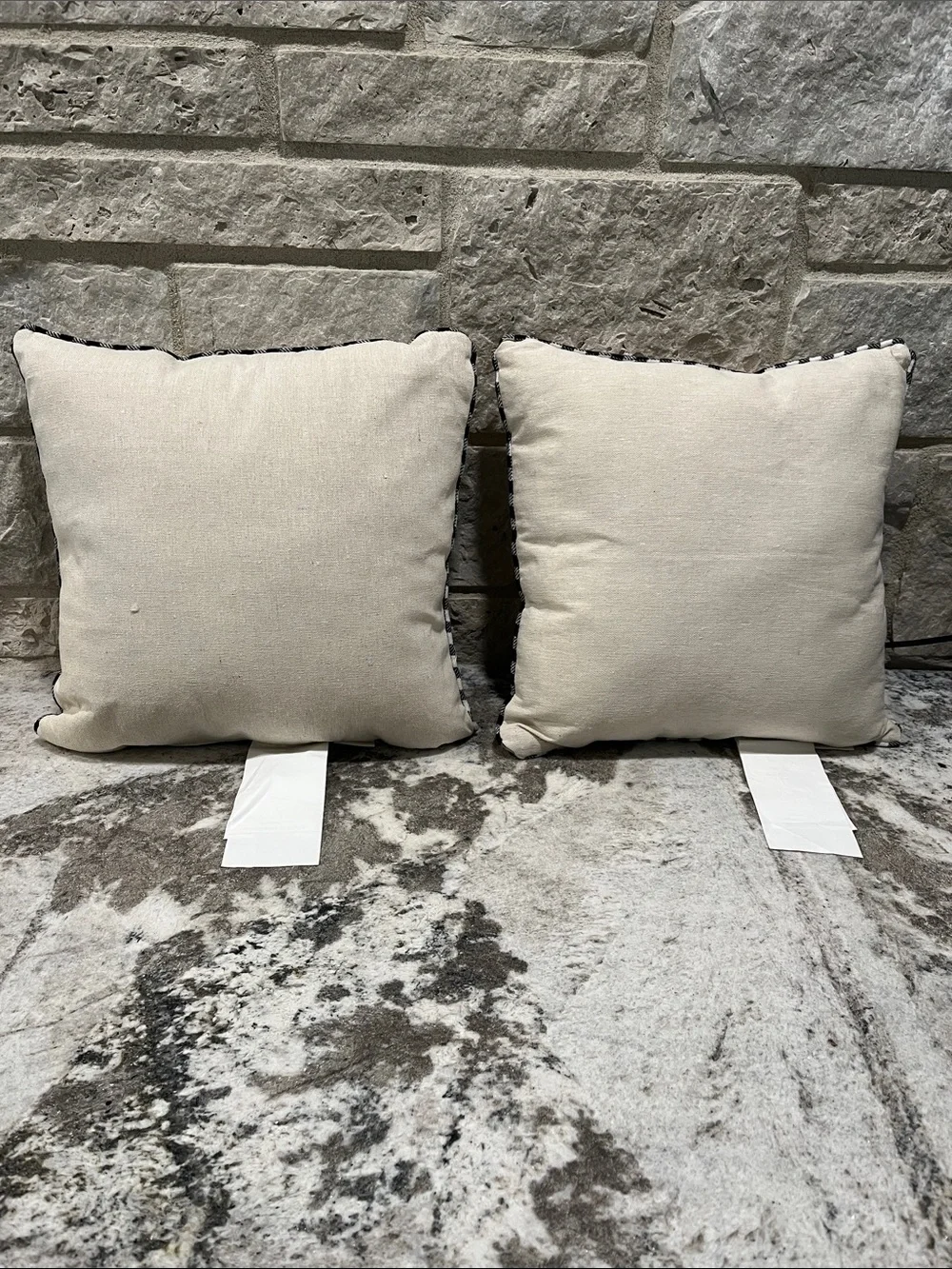 NEW Pair of Pier 1 Black and Cream Gingham Bunny Accent Pillows